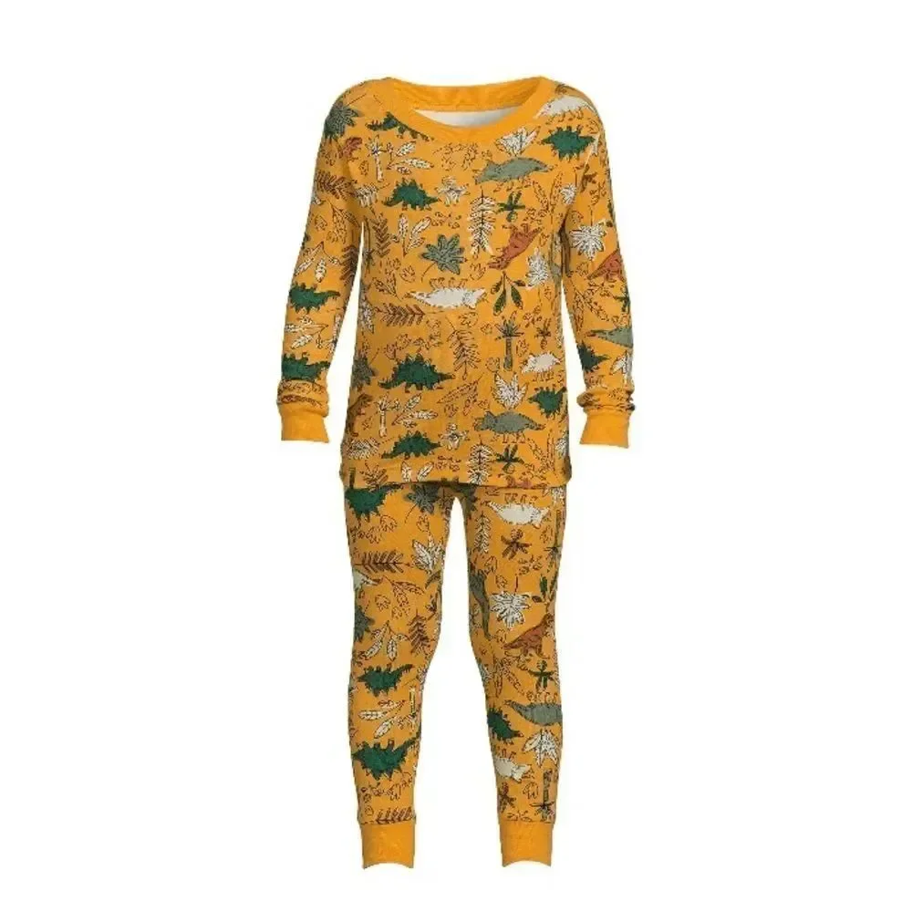 Dinosaur & Spaceship Cotton Long Sleeve Tight Fit Pajamas 2, 2-Pc Sets Size 12 M